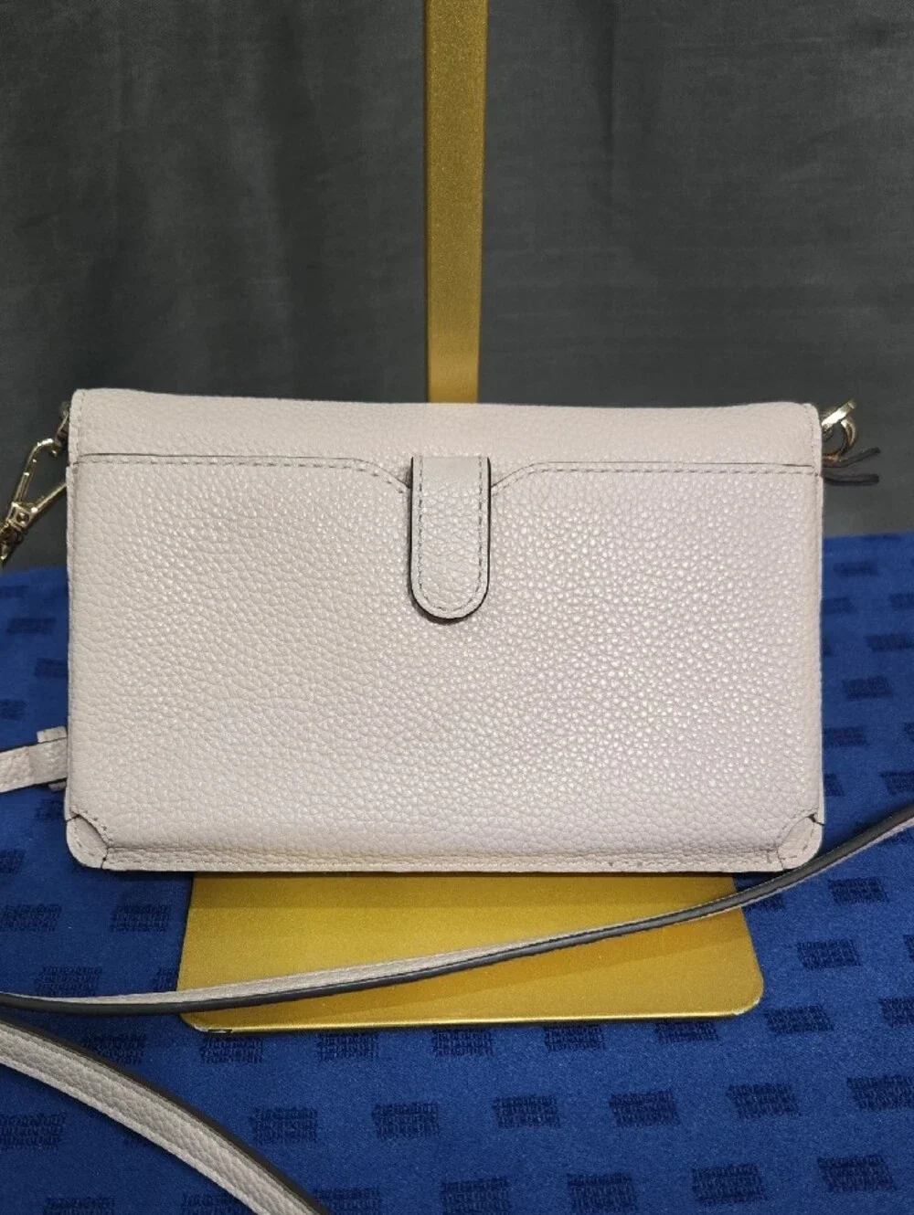 NWOT Michael Kors Blush Pebbled Leather Crossbody with Gold MK Accent